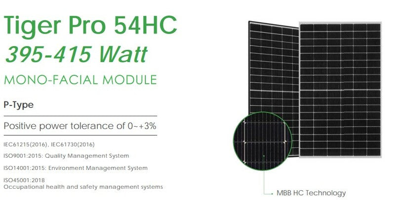 410 Watt Jinko Mono Solar Panels